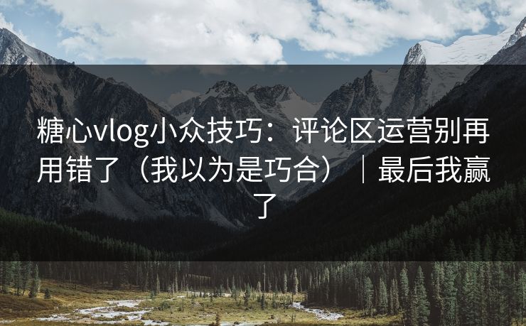 糖心vlog小众技巧:评论区运营别再用错了(我以为是巧合)|最后我赢了 糖心vlog小众技巧:评论区运营别再用错了(我以为是巧合)|最后我赢了