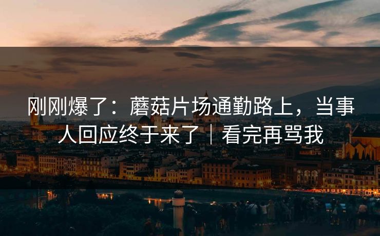 刚刚爆了：蘑菇片场通勤路上，当事人回应终于来了｜看完再骂我