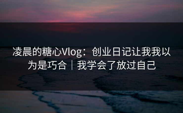 凌晨的糖心Vlog:创业日记让我我以为是巧合|我学会了放过自己 凌晨的糖心Vlog:创业日记让我我以为是巧合|我学会了放过自己