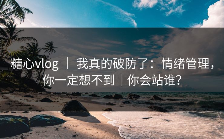 糖心vlog ｜ 我真的破防了：情绪管理，你一定想不到｜你会站谁？
