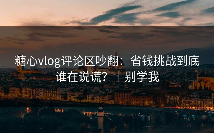糖心vlog评论区吵翻:省钱挑战到底谁在说谎?|别学我 糖心vlog评论区吵翻:省钱挑战到底谁在说谎?|别学我