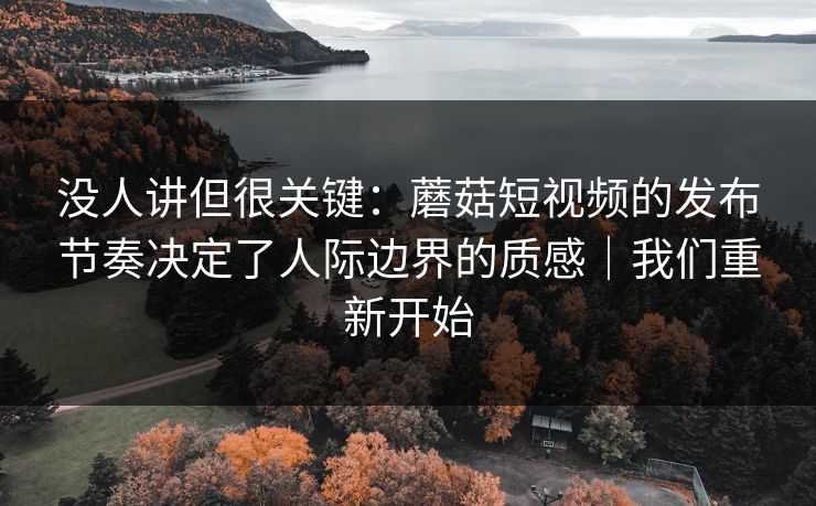 没人讲但很关键:蘑菇短视频的发布节奏决定了人际边界的质感|我们重新开始 没人讲但很关键:蘑菇短视频的发布节奏决定了人际边界的质感|我们重新开始