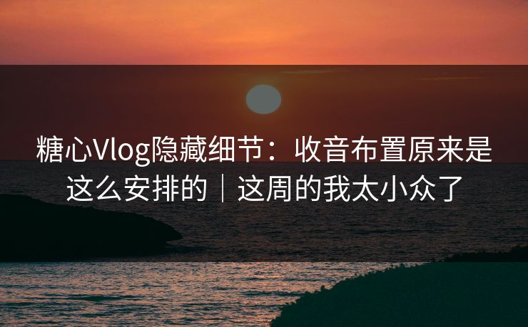 糖心Vlog隐藏细节:收音布置原来是这么安排的|这周的我太小众了 糖心Vlog隐藏细节:收音布置原来是这么安排的|这周的我太小众了