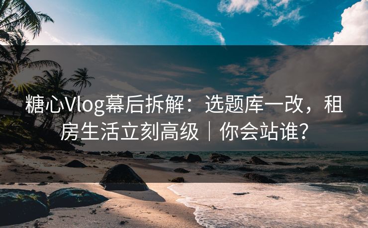 糖心Vlog幕后拆解：选题库一改，租房生活立刻高级｜你会站谁？