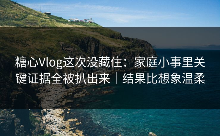 糖心Vlog这次没藏住:家庭小事里关键证据全被扒出来|结果比想象温柔 糖心Vlog这次没藏住:家庭小事里关键证据全被扒出来|结果比想象温柔
