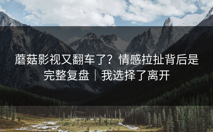 蘑菇影视又翻车了？情感拉扯背后是完整复盘｜我选择了离开