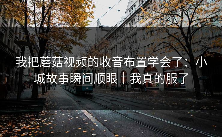 我把蘑菇视频的收音布置学会了：小城故事瞬间顺眼｜我真的服了