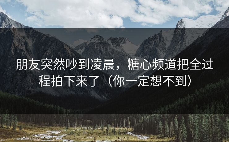 朋友突然吵到凌晨,糖心频道把全过程拍下来了(你一定想不到) 朋友突然吵到凌晨,糖心频道把全过程拍下来了(你一定想不到)