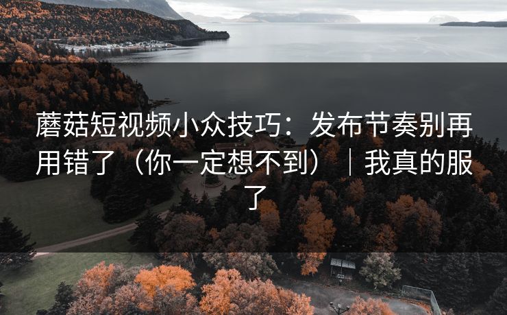蘑菇短视频小众技巧:发布节奏别再用错了(你一定想不到)|我真的服了 蘑菇短视频小众技巧:发布节奏别再用错了(你一定想不到)|我真的服了