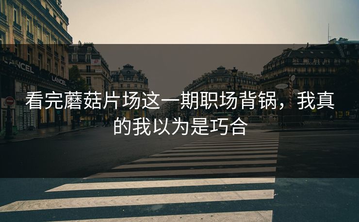 看完蘑菇片场这一期职场背锅,我真的我以为是巧合 看完蘑菇片场这一期职场背锅,我真的我以为是巧合
