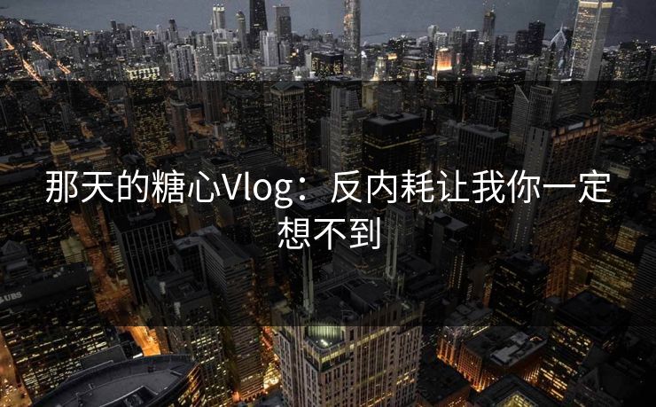 那天的糖心Vlog：反内耗让我你一定想不到