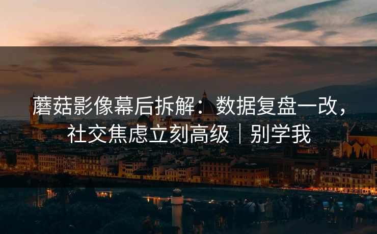 蘑菇影像幕后拆解：数据复盘一改，社交焦虑立刻高级｜别学我